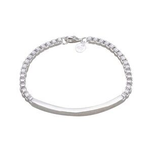 Sterling Silver Plated Box Link Bar Bracelet